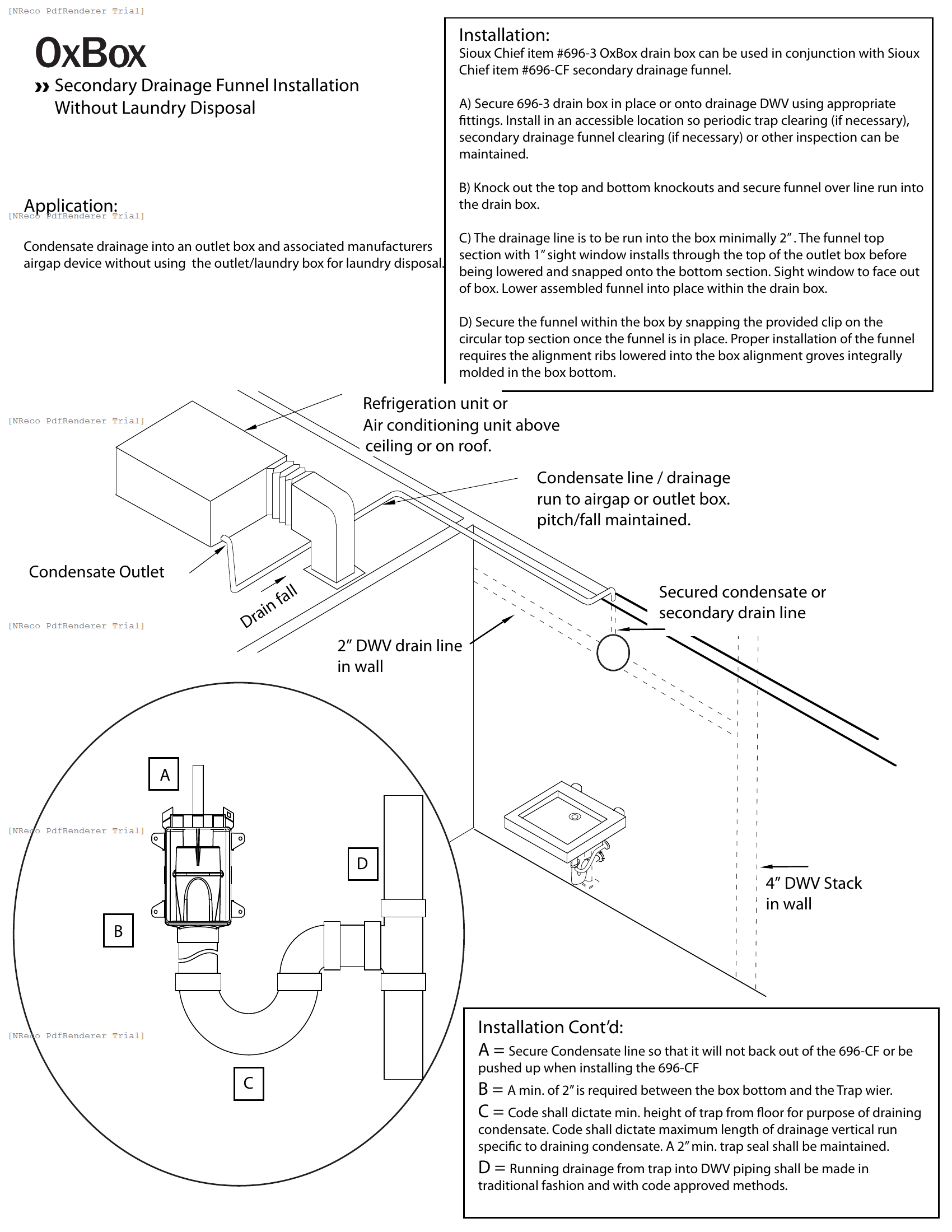 696-CF - SECONDARY DRAINAGE FUNNEL FOR CONDENSATE ONLY - INSTRUCTION SHEET.PDF Technical Document